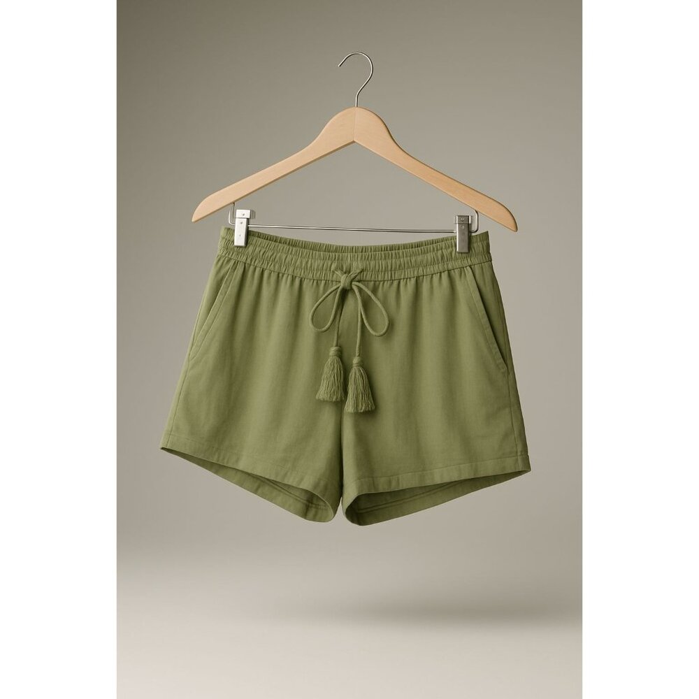 Andie Swim The Graciosa Short Women's XL Ivy Green Linen Blend Tassel Ties NWT - Picture 8 of 16